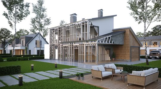 (Zweistöckiges Haus mit 268 qm Wohnfläche: in kürzester Zeit auf einem Betonfundament errichtet. Bild: Arkitech Advanced Construction Technologies)