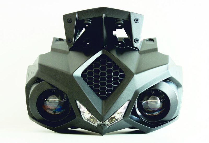 Energica Eva electric motorbike 3D printed front nose finished and used for pre-production series (CRP Technology)