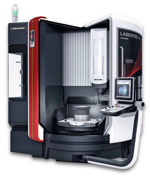 Konzeptstudie Hybridmaschine: Die Lasertec 65 Additive Manufacturing integriert das generative Laseraufbauverfahren in eine vollwertige Fünf-Achs-Fräsmaschine. (Bild: DMG Mori)