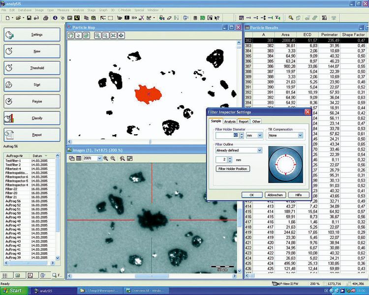 Abb.3: Neben der Restschmutzmenge  kann auch jeder einzelne Partikel mit der Software untersucht werden. (Archiv: Vogel Business Media)