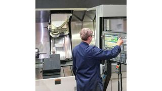 The Okuma Multus B400II-W turn-mill centre with B-axis spindle on the shop floor at EV Engineering. Some parts produced can cost well in excess of £10,000, so this machine will not be automated. (NCMT)