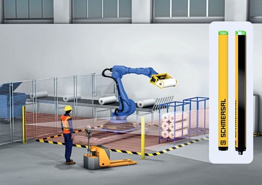 Die neuen Sicherheitslichtvorhänge und Sicherheitslichtgitter können nun auch zur zuverlässigen Absicherung weitläufiger Produktionsanlagen eingesetzt werden.(Bild:  K.A. Schmersal)