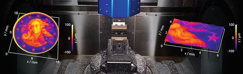 Bild 2: Die 3D-Darstellung der Messdaten einer Münze zeigt beispielhaft die Leistungsfähigkeit des digital-holografischen Oberflächenmesssystems Holo-Cut. (Fraunhofer-IPM)