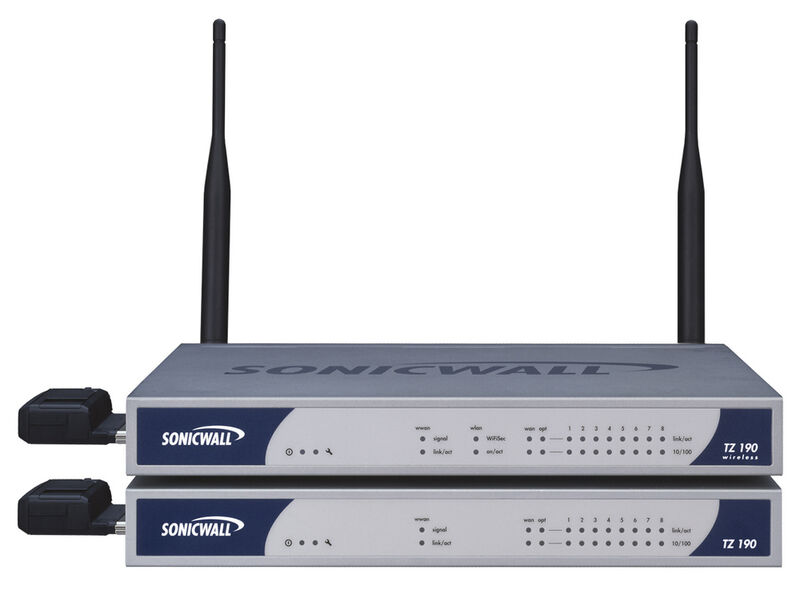 Sonicwalls Plattform TZ 190 kombiniert eine Breitbandverbindung mit Firewall-Schutzmechanismen und der Unterstützung von GSM- und CDMA-basierten Netzwerktechnologien. (Archiv: Vogel Business Media)