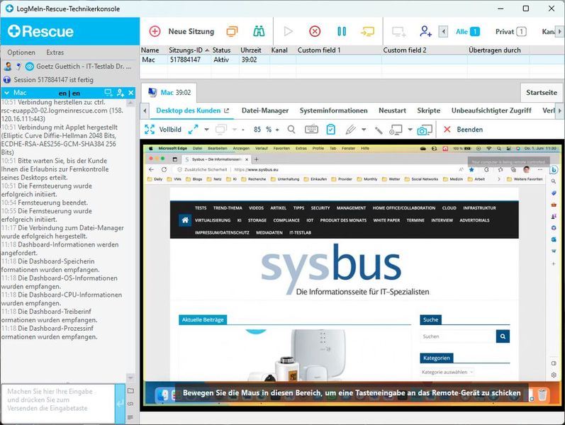 Das Steuern eines macOS-Clients von Windows aus. (Bild: Dr. Götz Güttich - GoTo)