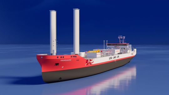 Das hier ist eine Animation des see- und flusstauglichen Gastankschiffes Vanguard, das jetzt von HGK Shipping entwickelt und gebaut wird. Es muss in Seehäfen nicht stoppen, womit Umschlagrisiken entfallen. Es wird etwa bis zum Oberrhein fahren können.(Bild:  HGK Shipping)