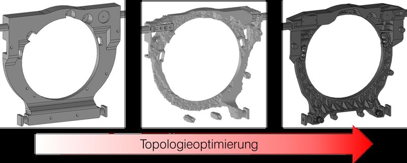 Bauraum, Ergebnis der Topologieoptimierung und kunststoffgerechte Konstruktion. (Bild: Barlog Plastics)