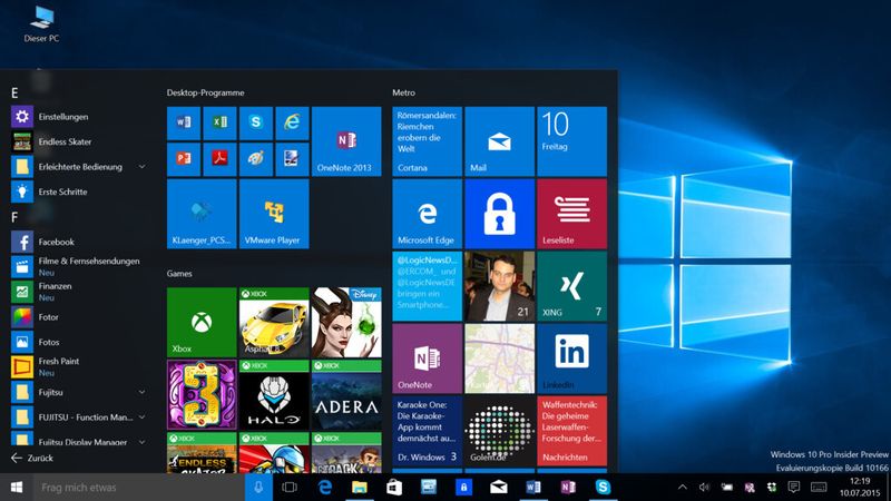 Auf Wunsch zeigt die Leiste neben den Kacheln ähnlich wie Windows 7 eine Liste aller installierten Apps und Programme an. (Bild: IT-BUSINESS)