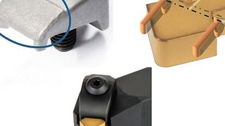 Bild 1: Eine Hartmetallaufpanzerung (siehe Kreis) verhindert das Auswaschen von kleinen Partikeln der Spannfinger. (Bild: Kennametal)