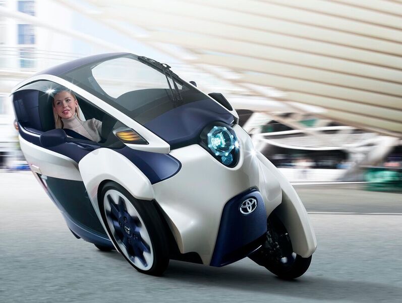 Toyota’s three-wheeler EV iRoad concept. (Toyota)