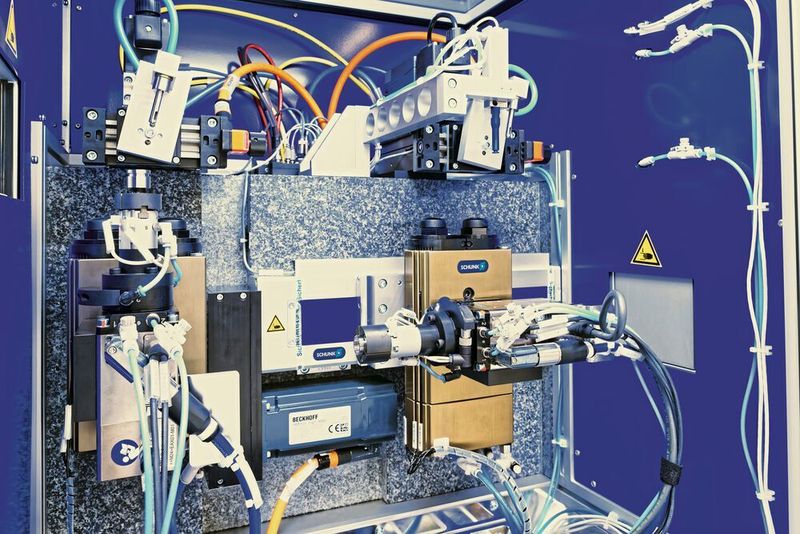 Zur Teilereinigung kombiniert das Team der Keller AG pneumatische Schunk-​SRU-plus-Schwenkmodule mit elektrischen Schunk-ERD-Drehmodulen.  (Schunk)