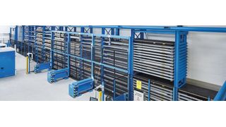 Auf nur 150 qm können in dem ausgeklügelten Lagersystem von Trafö 1000 t Material in Form von Blech- und Flachgut vollautomatisch eingelagert werden. (Trafö)