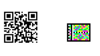 Benötigt weitaus weniger Platz bei der Kennzeichnung von Produkten oder Verpackungen als der QR-Code: der neue farbige Ultracode. (AIM Deutschland)