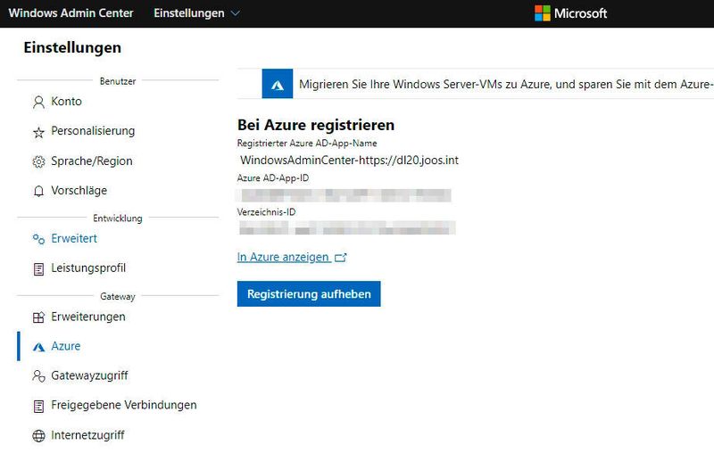 Um Azure-Dienste, wie Azure Monitor im Windows Admin Center zu verwalten, ist es notwendig, das Windows Admin Center an Azure anzubinden. (Thomas Joos / Microsoft)