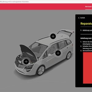 Zu jedem Arbeitsauftrag in der virtuellen Werkstatt gibt es detaillierte Reparatur- und Fehlersuchanleitungen. (Bild:  autoFACHMANN)