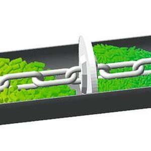 Unterschiedliche Partikelformen in einem Stauscheibenförderer(Bild:  Becker 3D)