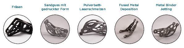 Das Ergebnis. So unterschiedlich kann ein Kipphebel aussehen, wenn er auf verschiedene Verhfaren hin optimal designt ist. Mit dem Verfahren Fused Metal Deposition arbeiten die 3D-Drucker von Desktop Metal. Das Verfahren zählt zum Binder Jetting. (Altair)