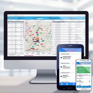 Telematik-Apps können Fahrer über ihr Smartphone oder Tablet nutzen. Seitens der Zentrale läuft die Kommunikation über das webbasierte „Cockpit“.(Bild:  CouplinkGroupAG)