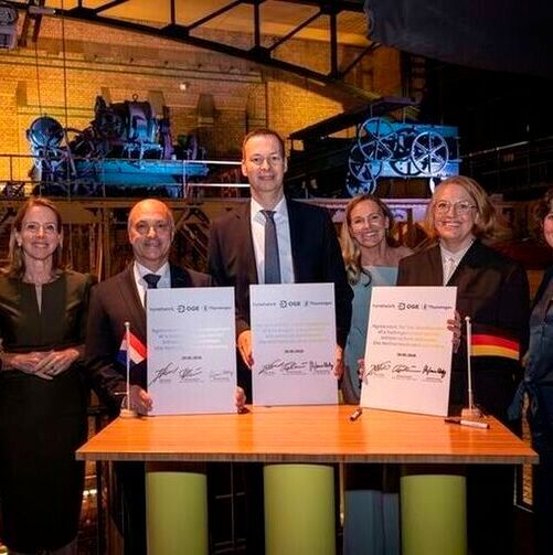 Gasunie and the German transmission system operators Open Grid Europe and Thyssengas signed an agreement to jointly develop a cross-border hydrogen connection between the Netherlands and Germany. (Source:  Thyssengas)