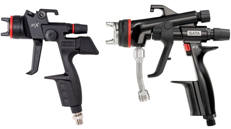 Die Technologie stammt aus der Jet X (links) und wurde für die neue Pistole (rechts) weiterentwickelt. (Bild:  Sata)