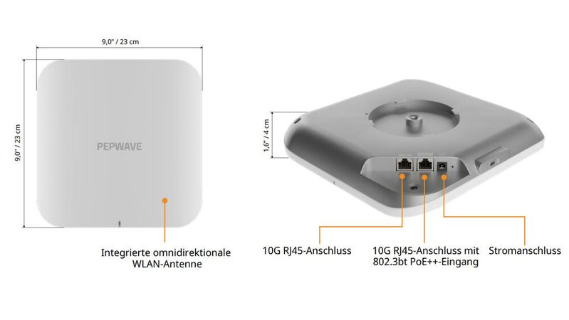 Peplink bringt mit dem AP One Enterprise einen Wi-Fi-7-Access-Point mit Tri-Band, 6-GHz-Support und Dual-10G-Uplink für dichte Enterprise-Netze.(Bild:  Vitel)
