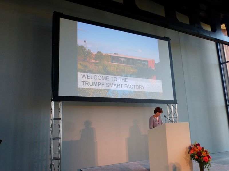 Nicola Leibinger-Kammüller scheute sich in ihrer Rede anlässlich der Eröffnungsfeier nicht, vor protektionistischen Tendenzen der USA zu warnen. (Finus)