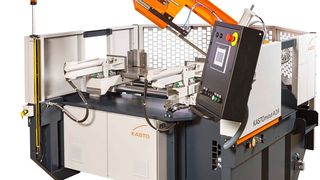 Die neue automatische Kastomicut A 2.6 biete im mannarmen Werkstatteinsatz viel Performance sowie Schnittgenauigkeit und -qualität bei verschiedenen Materialien. Sie ergänzt jetzt das Kasto-Portfolio in puncto Schwenkarm-Bandsägen, heißt es weiter. (Kasto)