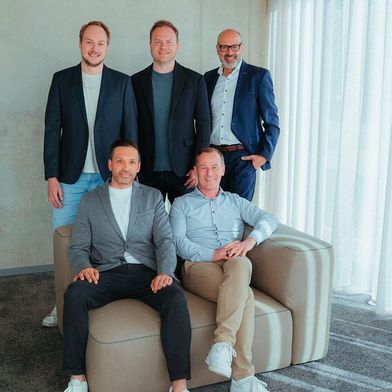 Das neue Führungsteam der Percano Group: (Obere Reihe v. l.) Marcel Bensmann, André Kramer, Christian Gäbel und (untere Reihe v. l.) Andre Derlicki und Frank Hölscher (Bild: Percano Group)