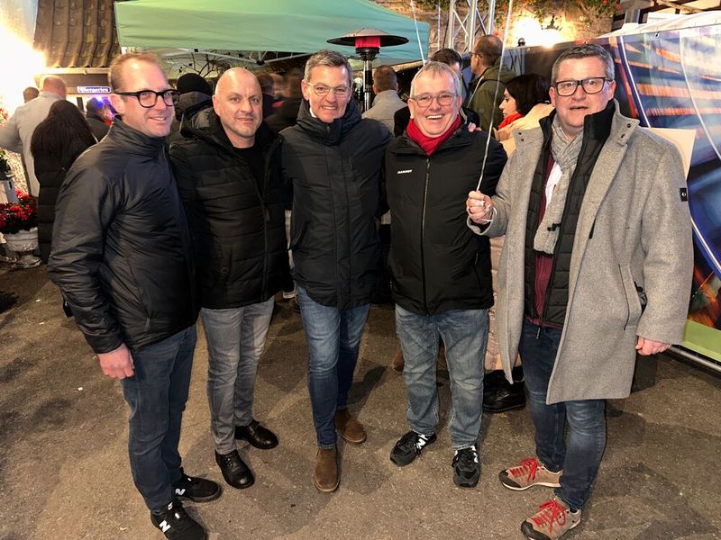(v. l.) Jürgen Brumbauer und Alexander Bruchhage (ALSO), Frank Werner (HP), Axel Boehme (Office Partner) und Frank Hetteger (ALSO) (Bild: Vogel IT-Medien )