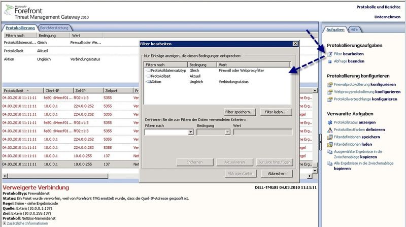 Ebenso ist eine Überwachung im TMG integriert. Auf diese Weise können Administratoren in Echtezit den Datenverkehr ins und aus dem Internet überwachen. (Archiv: Vogel Business Media)