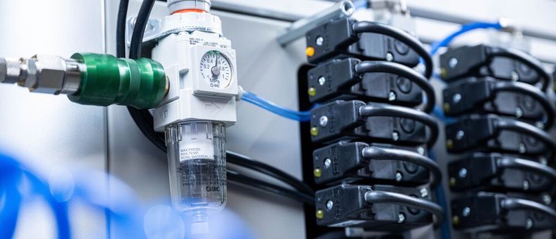 Nur dort für hohen Druck zu sorgen, wo er auch gebraucht wird, ist eine Maßnahme, um in der Pneumatik Energie zu sparen.(Bild:  Timo Lutz Werbefotografie)