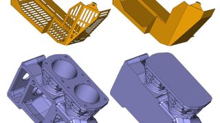 Vor und nach der Vereinfachung komplexer CAD-Modelle mit dem 3D_Kernel_IO Simplifier zeigt sich eine deutliche Reduktion der Datengröße und eine verbesserte Modellqualität.   (Bild: CoreTechnologie GmbH)