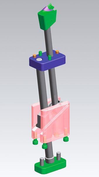 This schematic shows the complicated mechanical requirements of traditional-style inclined lifters. (Cumsa)