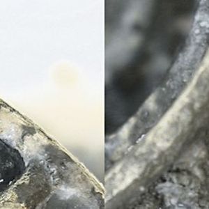 Bild 2: Verschraubung eines Magnesiumgehäuses (Az91 HP) mit einer Alufast-Schraube (a) und einer Stahlschraube M8-10.9 mit Zinklamellenbeschichtung (b). Während es bei der Aluminiumschraube keine signifikanten Korrosionserscheinungen gibt, kommt es bei der Stahlschraube zu einer starken Magnesiumauflösung.  Bild: Arnold Umformtechnik