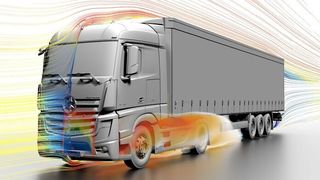 Aerodynamische Fahrzeugsimulation mit Simcenter STAR CCM+ von Siemens.  (Daimler Truck AG)