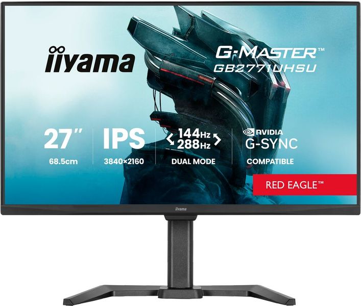 Der 27 Zoll große GB2771UHSU-B1 ist ein Dual-Mode-Monitor mit 144 Hz Bildwiederholfrequenz bei der nativen 4K-Auflösung und einem zusätzlichen 288-Hz-Full-HD-Modus. (Bild: Iiyama)