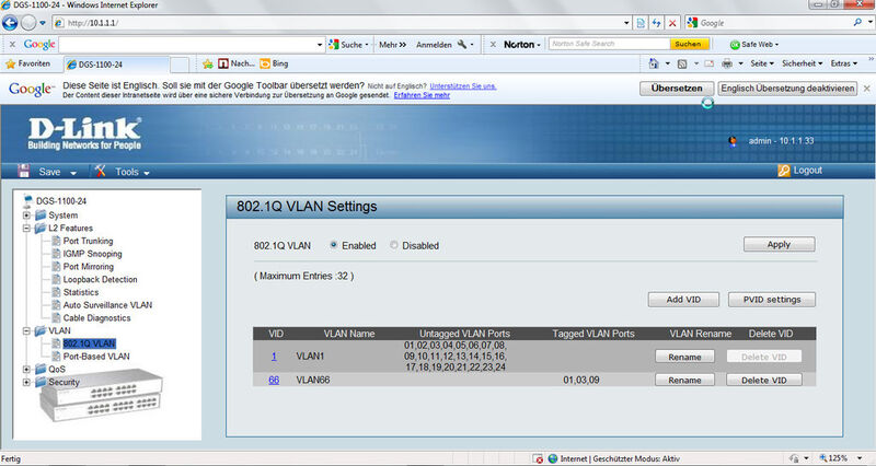 Abbildung 3: Die VLAN-ID (ID 66) ist im Switch (im Bild der DGS 1100-24) ebenfalls vorzunehmen. (Archiv: Vogel Business Media)
