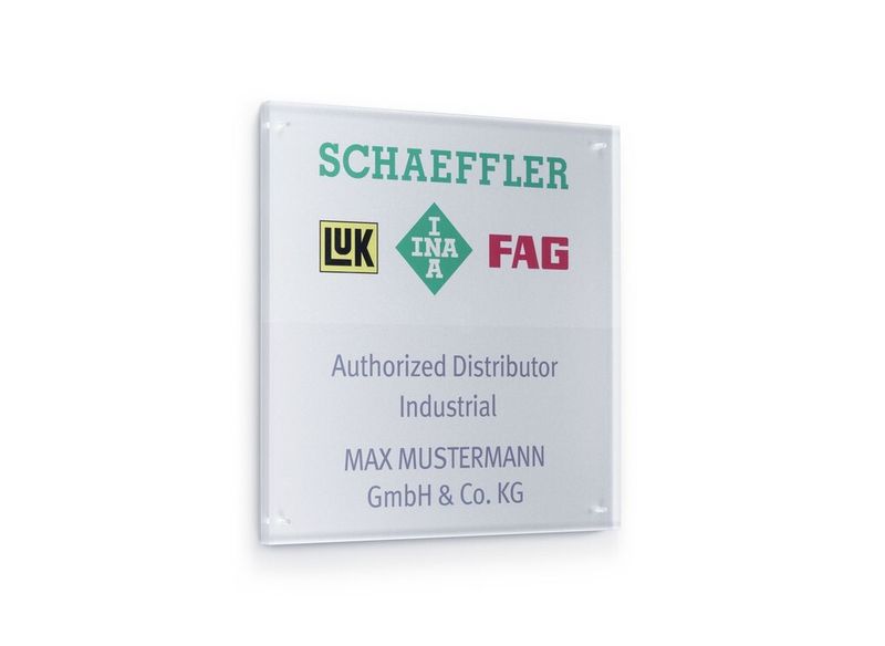 Jeder der zertifizierten Händler erhält ein Schild um sich eindeutig als „Authorized Distributor Industrial“ am Markt zu positionieren. (Bild: Schaeffler)