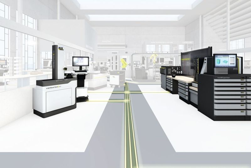 Schnell ans Messgerät: Werkzeuge an den Smart Cabinets softwaregestützt, einfach und schnell zusammenbauen. (Zoller)