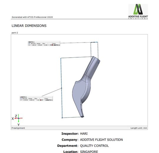 Messprotokoll dokumentiert die Maßhaltigkeit des gedruckten Teils. (Bild:  AFS)