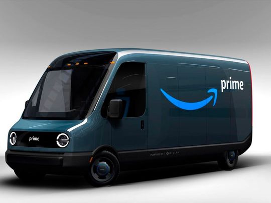 So sieht ein Elektrolieferwagen von Rivian aus, wenn er für Amazon unterwegs ist. Jetzt kommen die E-Transporter zu uns nach Deutschland, wie die dpa respektive Amazon berichtet.(Bild:  Rivian)