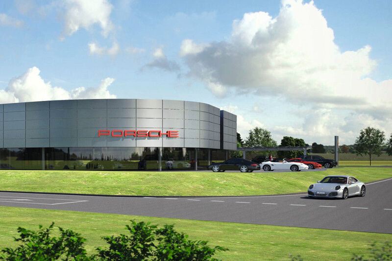 Die Eröffnung ist für März 2018 geplant: Graf Hardenberg baut derzeit das neue Porsche-Zentrum Landau, den 88. Standort der Marke in Deutschland. (Dienberg Architekten GmbH Gelsenkirchen)
