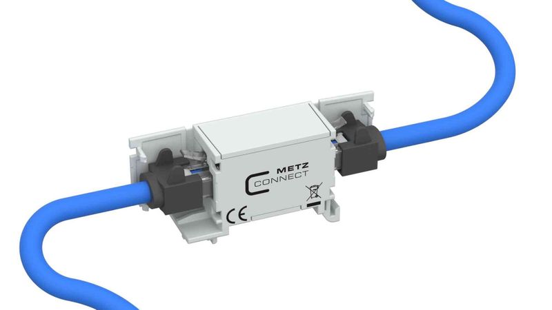 RJ45- und RJ12-Kupplungen von Metz Connect sind Plug-and-Play-Lösungen für die sichere, flexible Datenübertragung in Zählerräumen, Anschlusspunkten für Zähler und anlagenseitigen Anschlussräumen.(Bild:  Metz Connect)