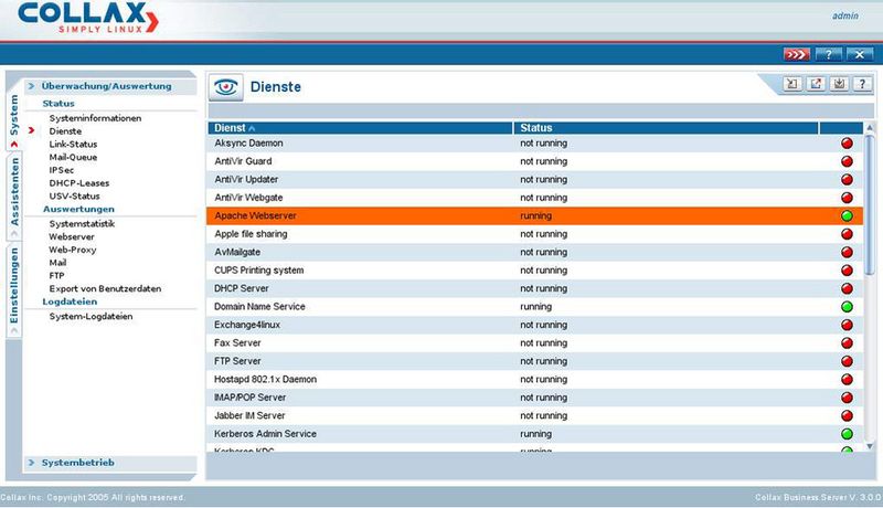 Der administrative Umgang mit sämtlichen Diensten bzw. Applikationen ist auch für Linux-Laien übersichtlich unter einer eigenen Oberfläche zusammengefasst (Archiv: Vogel Business Media)