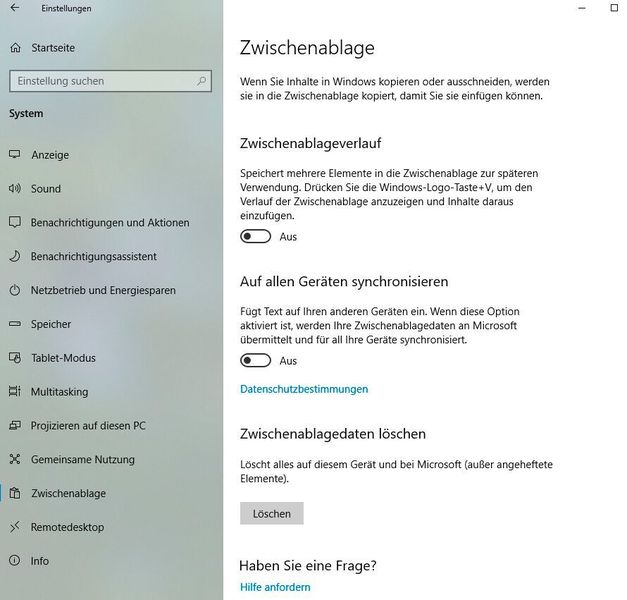 Zwischenablage konfigurieren. (Joos)