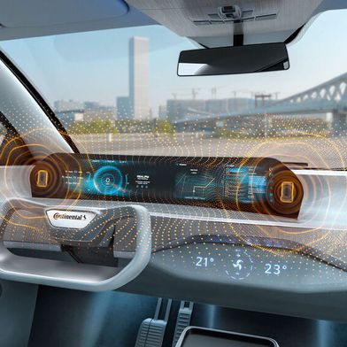 Aktuatoren im Display können Lautsprecher ersetzen. (Bild: Continental)