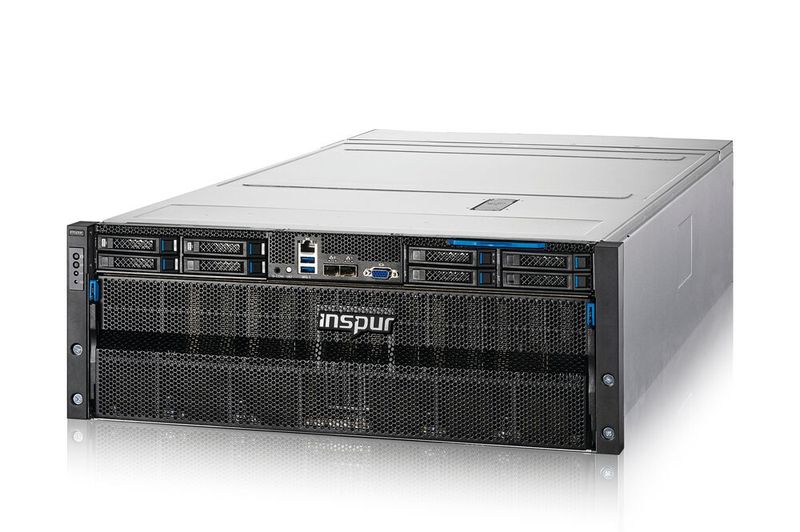 Im ebenfalls flüssigkeitsgekühlten KI-Server „NF5688LM6“ arbeiten acht „A100“-Tensor-Core-GPUs von Nvidia mit „NVLink“-Technologie. (Bild: Inspur)