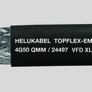 Die Leitung der Produktfamilie Topflex-EMV-UV-2XSLCYK-J ist für die Leistungsverdrahtung an Frequenzumrichtern geeignet und hält Temperaturen bis 90 °C stand.