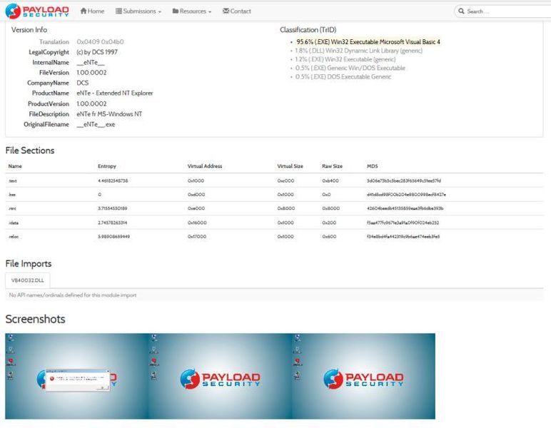 Payload-Security: Ausschnitt aus dem Analyseergebnis. Unten Darstellung von Laufzeit-Screen-Shots. (Dombach)