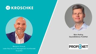 Benjamin Krause (l., Kroschke) und Björn Keding (Prof4Net) erleichtern Verkäufern mit der Schnittstelle von Catch zu Kroschke-On den Alltag. (Bild: Kroschke-Gruppe)